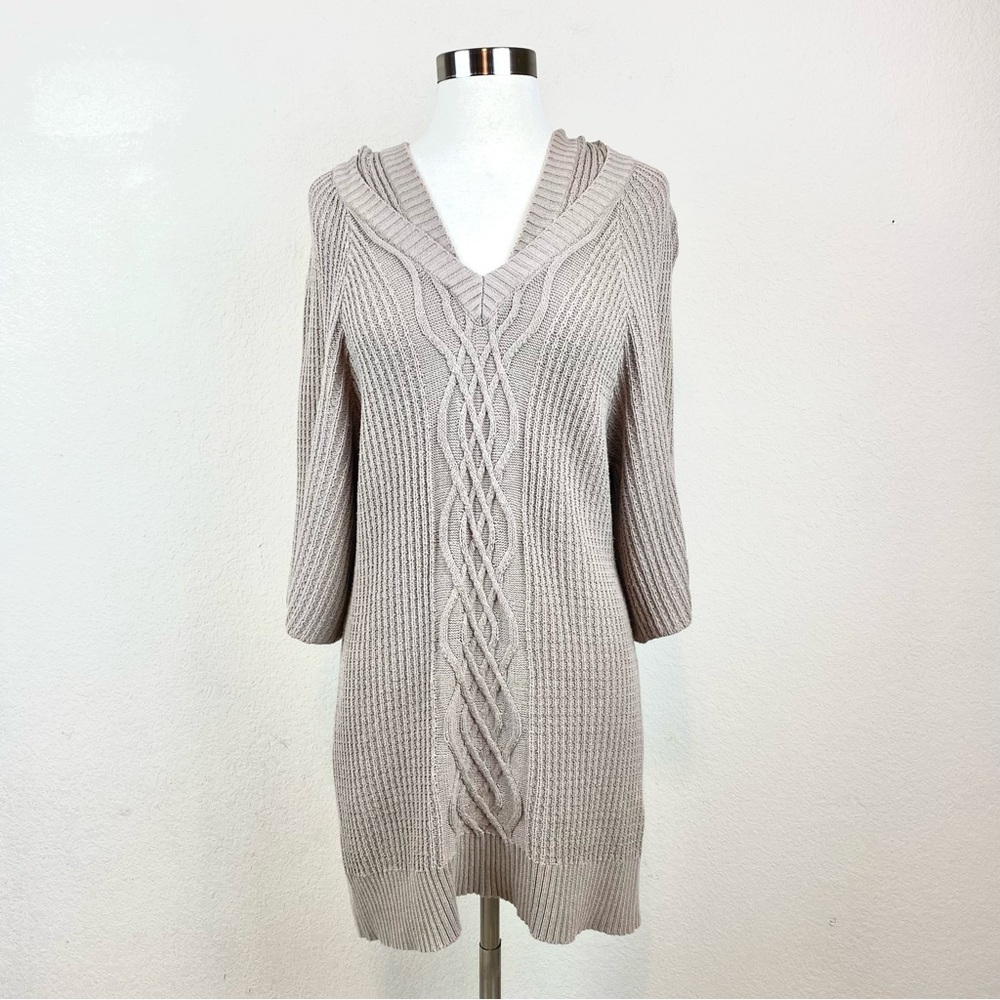 To The Max Beige Knit Hooded Sweater